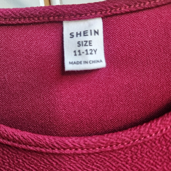 Shein Girls Short Sleeves Dress Textured Stretch Button Detail Midi Sz 11-12 Y - Picture 2 of 10